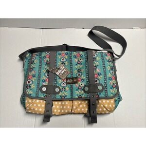 Matilda Jane Folklore Messenger Bag Teal Floral Yellow Polka Dot Diaper Tote Bag